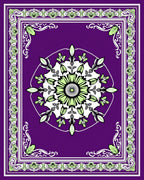 Purple Mandala Border Floral Rug