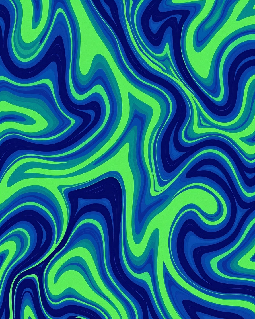 Blue Green Swirl Pattern Rug