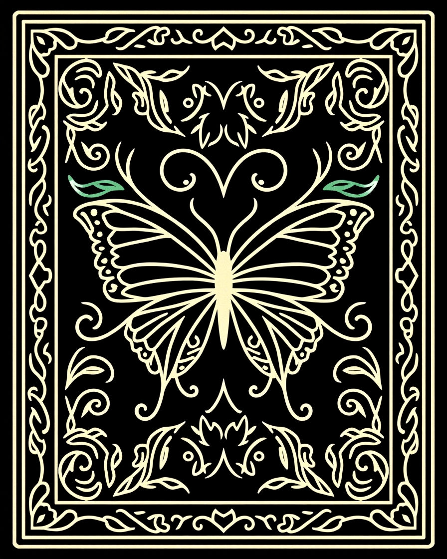 Elegant Outline Butterfly Floral Design Rug