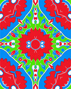 Bold Geometric Floral Tile Design Rug