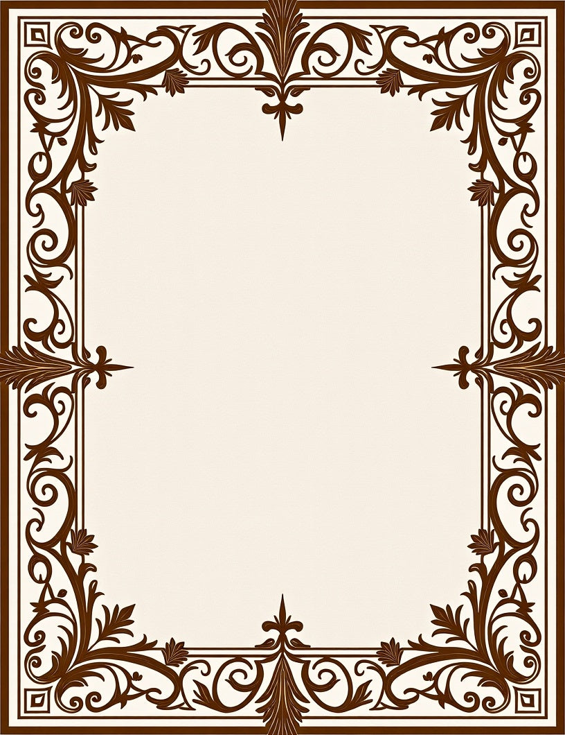 Ornate Scrollwork Border Design Rug