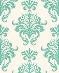 Elegant Teal Damask Pattern Rug