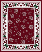 Whimsical Floral Patterned Border Design Rug