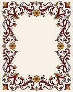 Ornate Floral Vine Border Design Rug