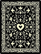 Elegant Black Ivory Heart Border Rug