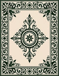 Ornate Dark Green Classic Patterned Rug