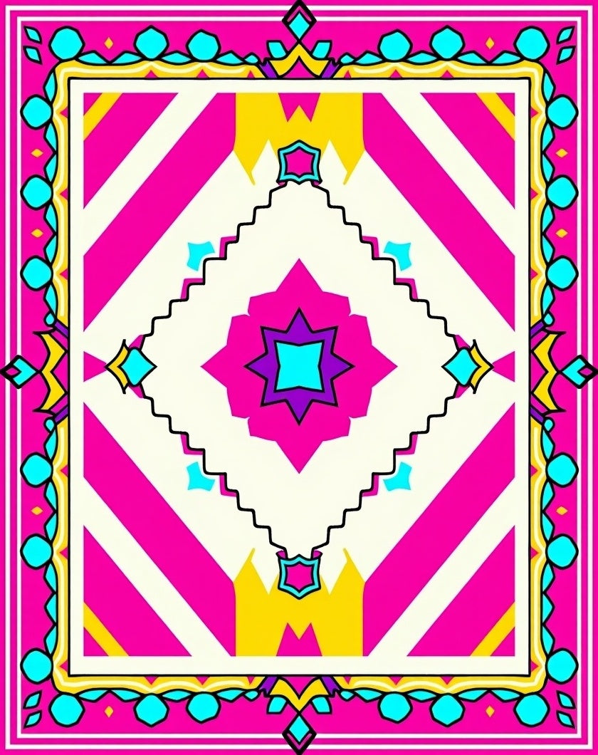 Vibrant Geometric Patterned Statement Rug