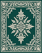 Ornate Teal Floral Design Rug