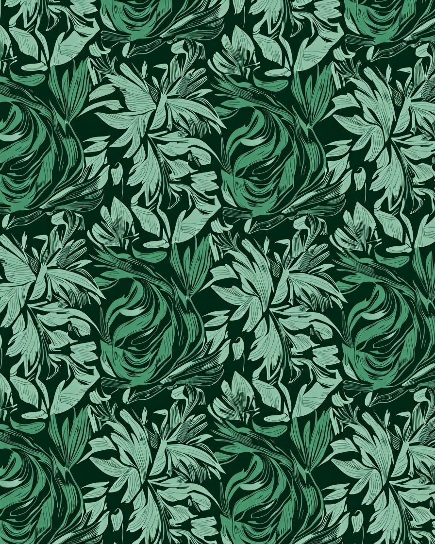 Tropical Green Floral Abstract Pattern Rug