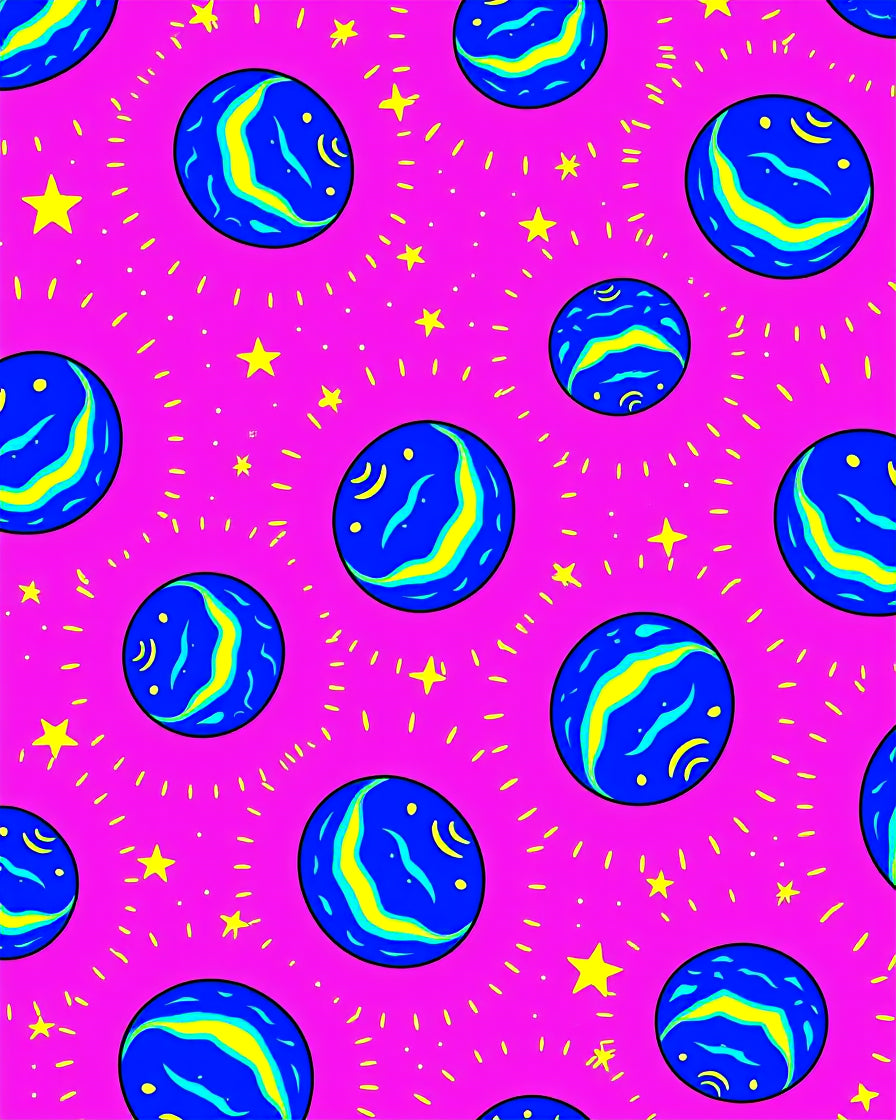 Vibrant Blue Planet Stars Pink Background Rug