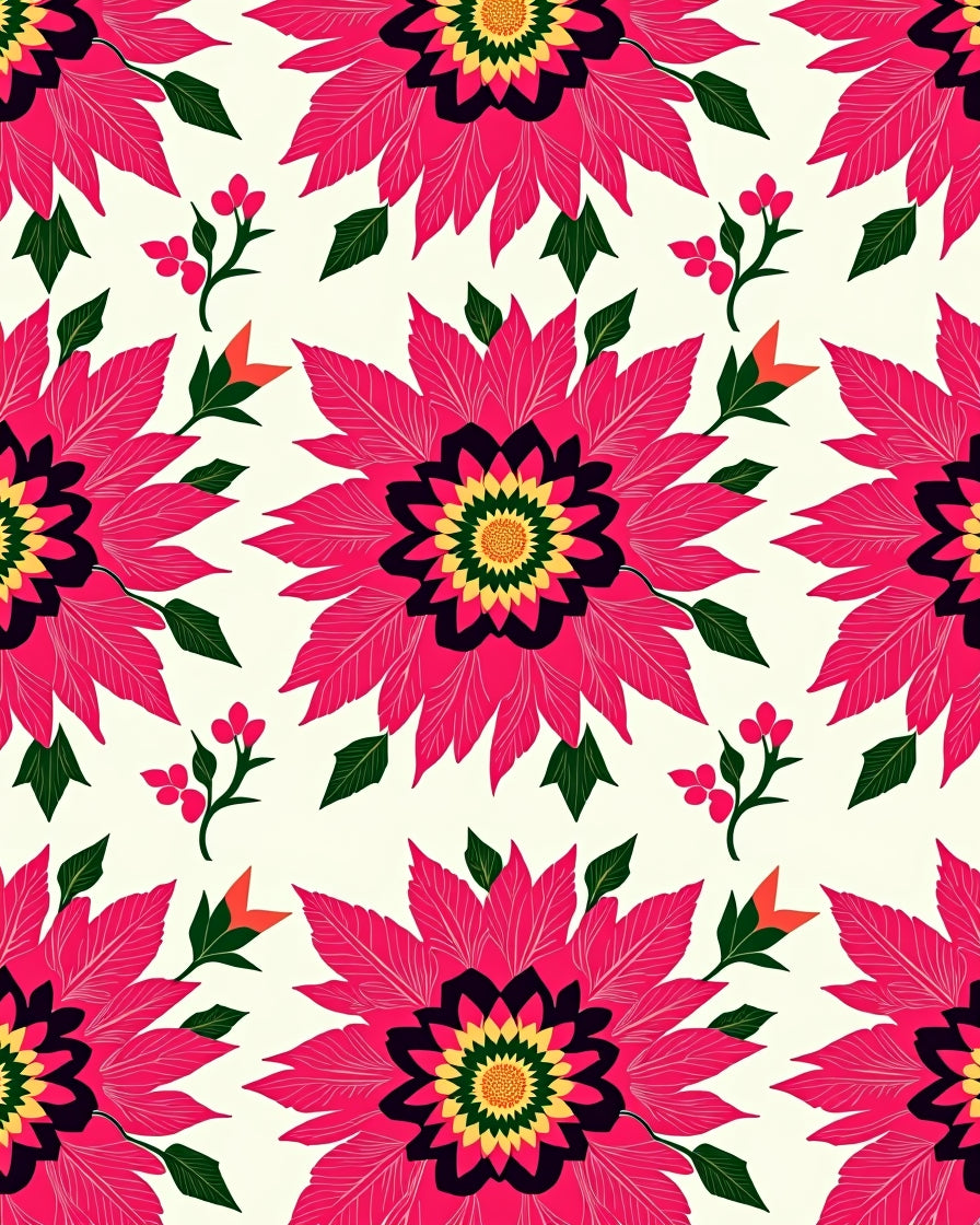 Vibrant Hot Pink Floral Arrangement Rug