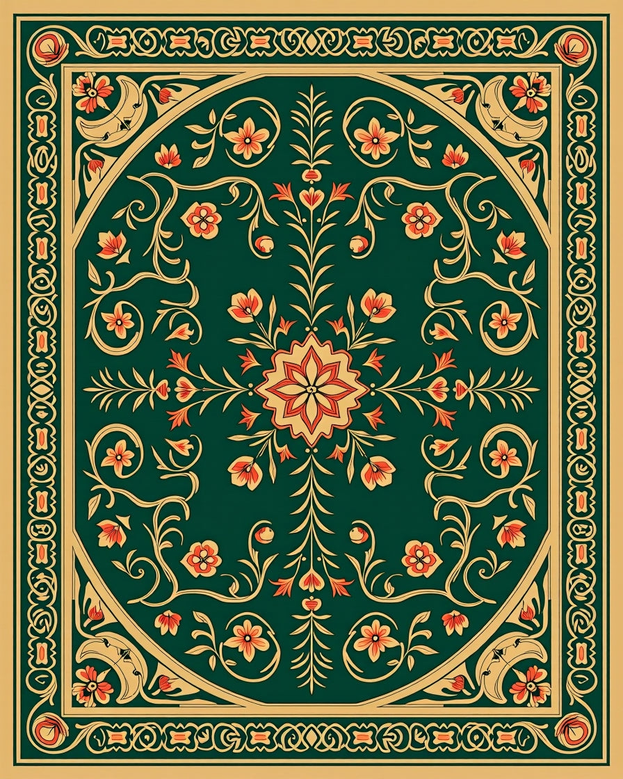Ornate Floral Arabesque Medallion Rug