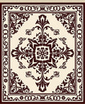 Damask Floral Motif With Cream Maroon Rug