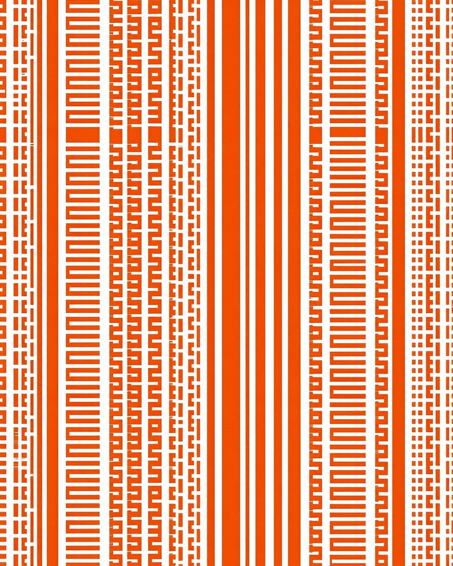 Orange White Striped Geometric Pattern Rug