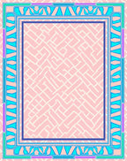 Abstract Maze Pattern with Geometric Border Rug
