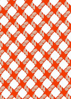 Orange White Diagonal Gingham Design Rug