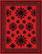 Red Snowflake Pattern Accent Rug