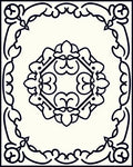Ornate Floral Scrollwork Frame Design Rug