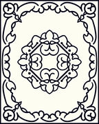 Ornate Floral Scrollwork Frame Design Rug