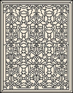 Intricate Linear Black Ivory Pattern Rug