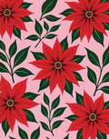 Red Floral Branches Pink Background Rug