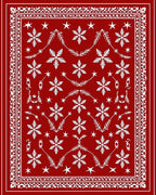 Red Snowflake Star Festive Pattern Rug