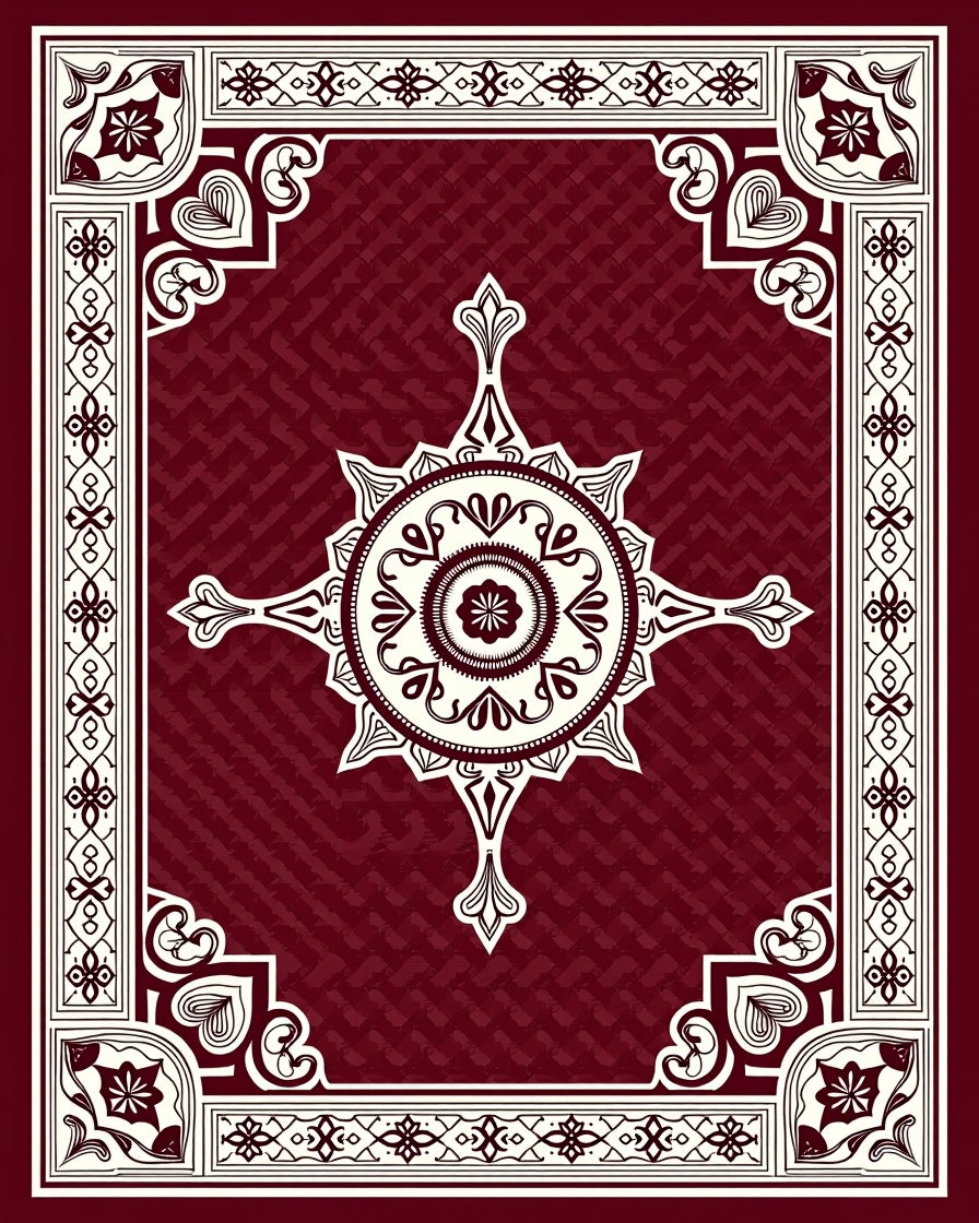 Ornate Mandala Geometric Border Rug