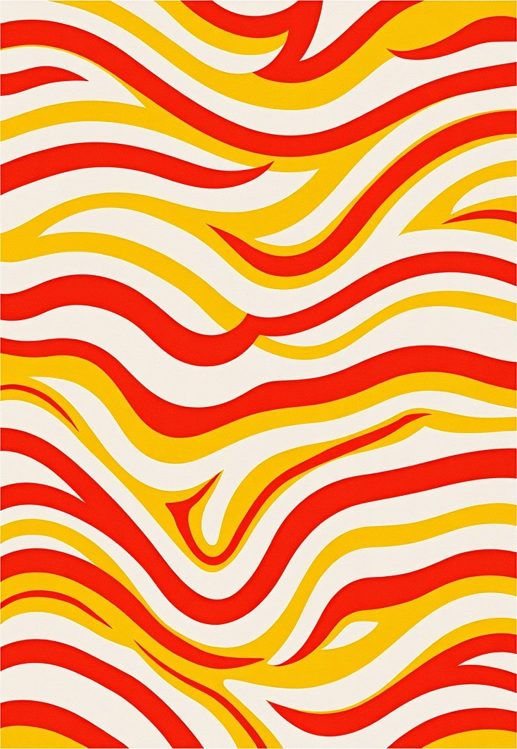 Bold Red Yellow Wavy Stripe Rug