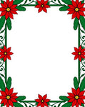Red Poinsettia Festive Border Rug