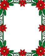 Red Poinsettia Festive Border Rug