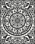 Black White Ornamental Circle Pattern Rug