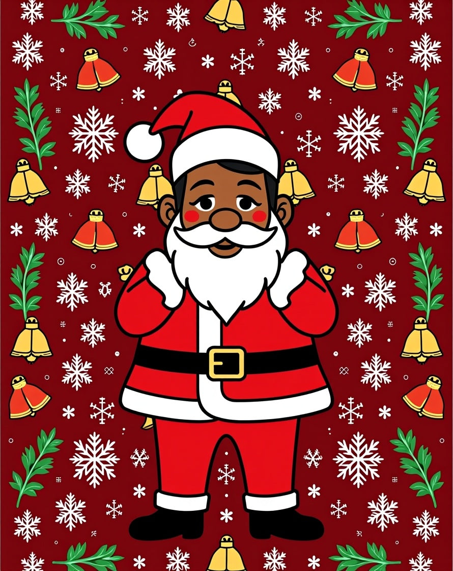 Festive Santa And Snowflake Pattern Rug