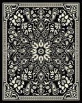 Monochrome Mandala Floral Design Rug