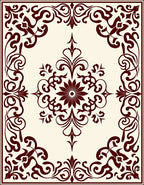 Ornate Maroon Swirls Floral Medallion Rug