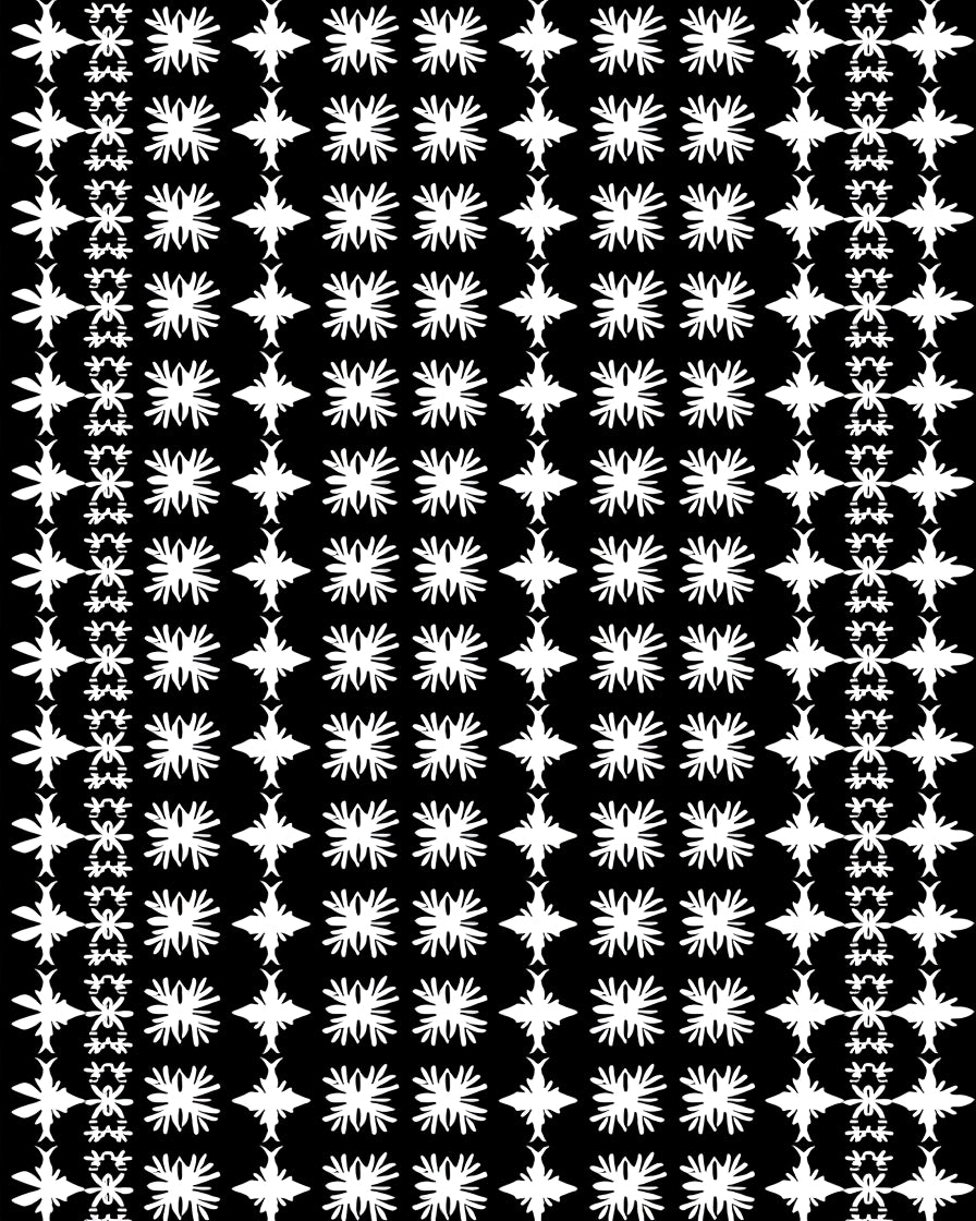 Ornate Black White Starburst Rug