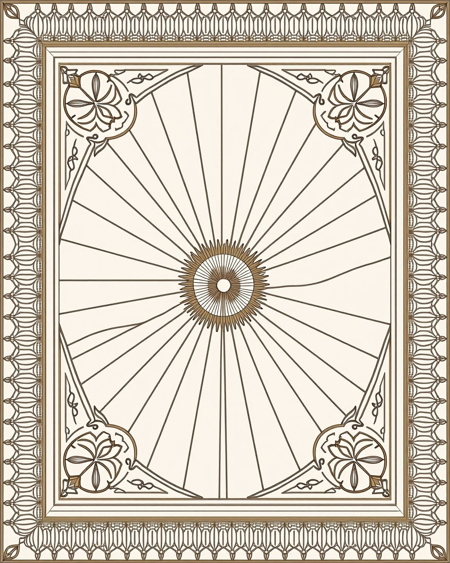 Radiant Sunburst Elegant Outline Rug