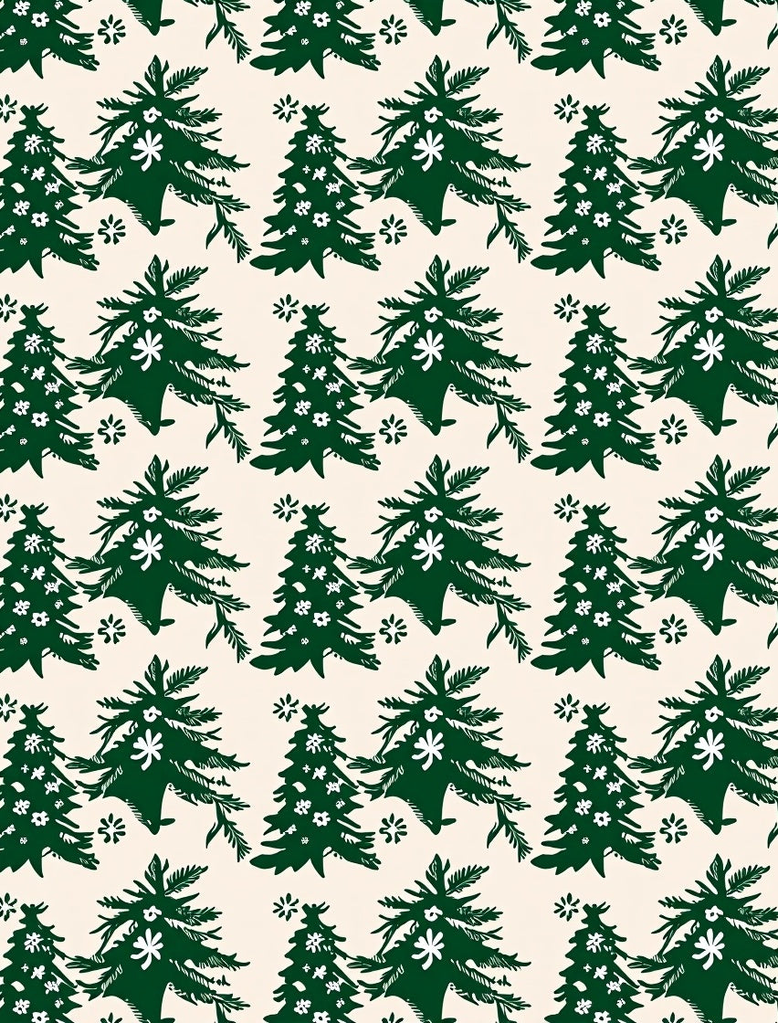 Evergreen Tree Snowflake Pattern Rug