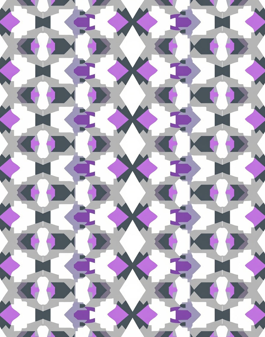 Modern Purple Gray Geometric Abstract Pattern Rug