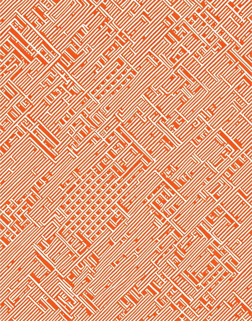 Orange White Labyrinth Pattern Rug