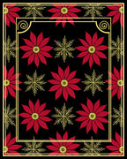Red Floral Yellow Star Inlay Design Rug