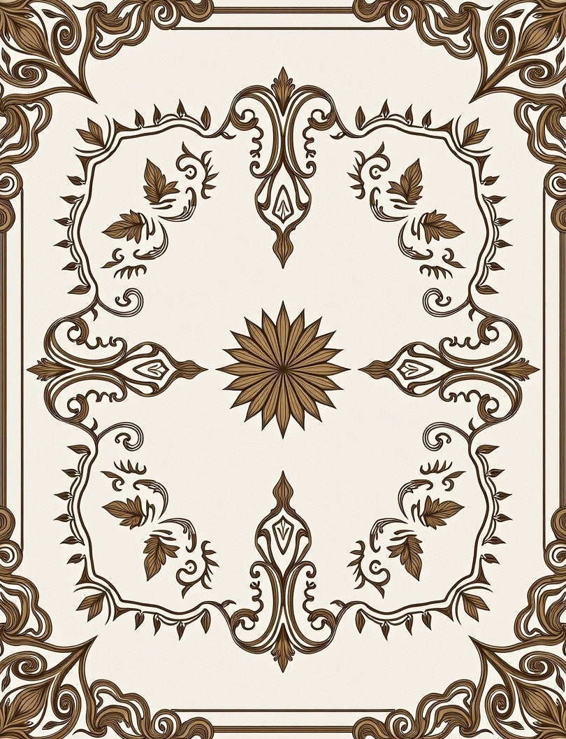 Vintage Scrollwork Floral Medallion Design Rug