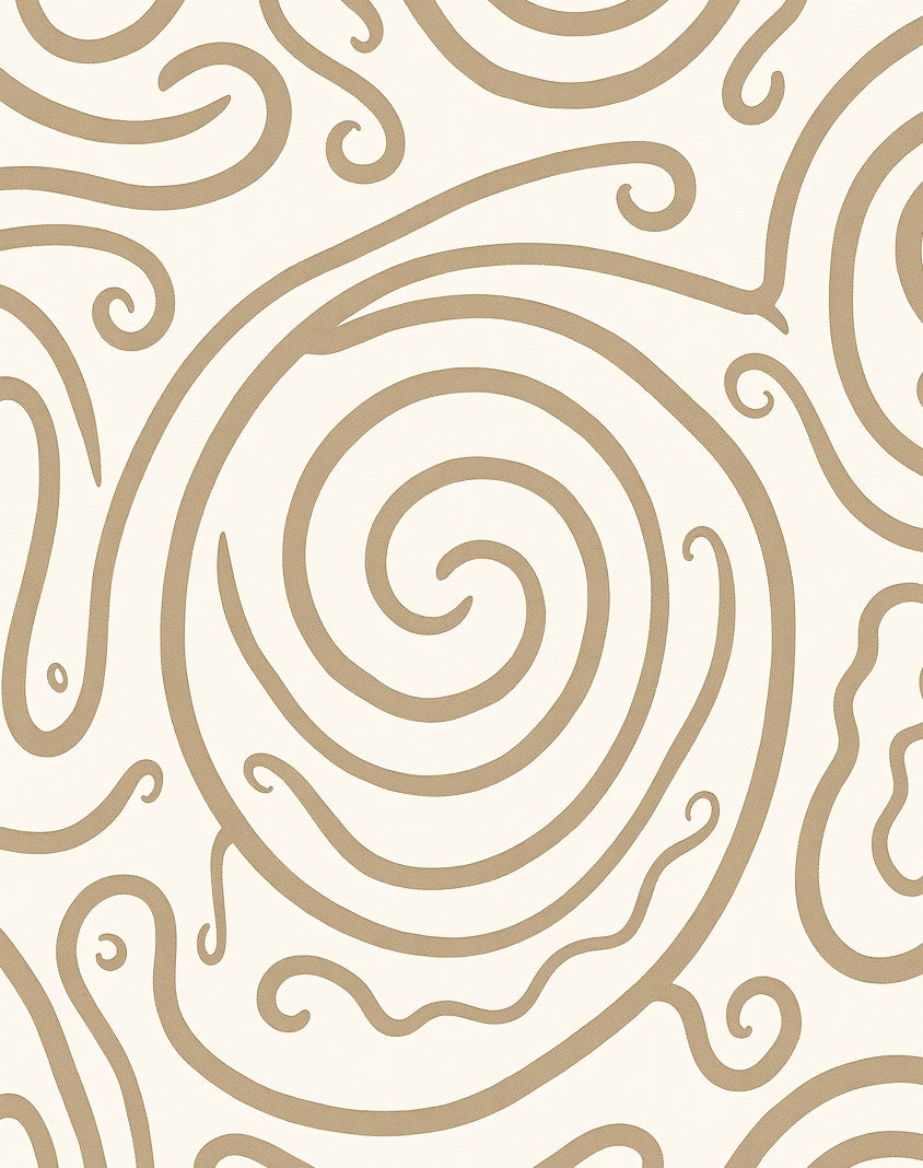 Beige Swirl Line Art Rug