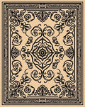 Classic Black Floral Inspired Border Design Rug