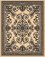 Classic Black Floral Inspired Border Design Rug