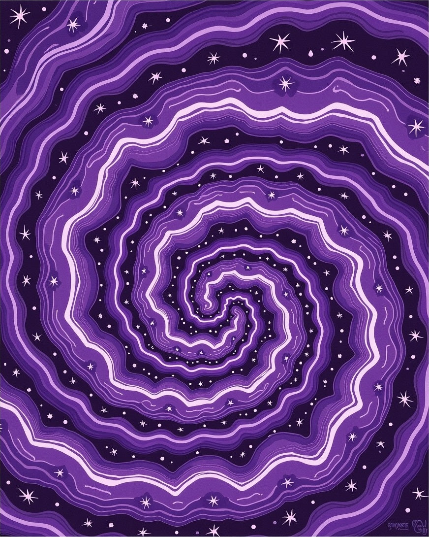 Purple Swirling Galaxy Star Patterned Rug