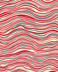 Red Gray Abstract Wave Pattern Rug
