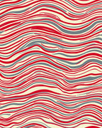 Red Gray Abstract Wave Pattern Rug