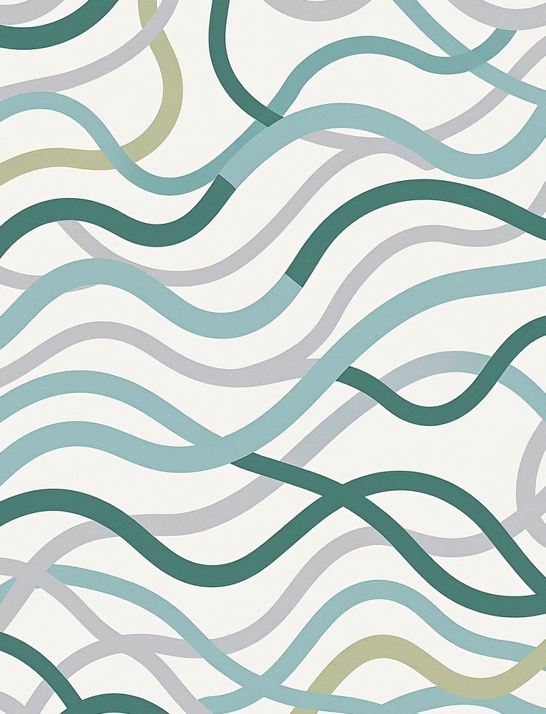 Wavy Blue Green Flowing Pattern Rug