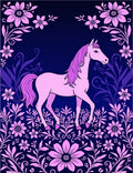 Enchanting Pink Horse Floral Design Rug