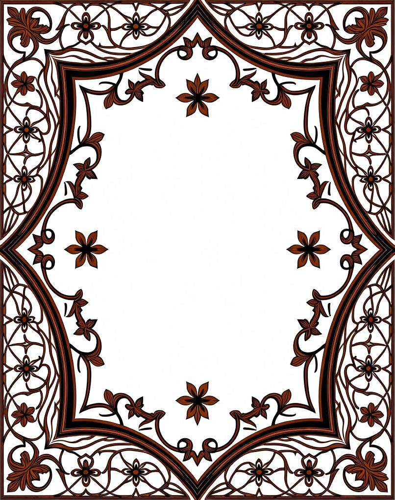 Intricate Floral Arabesque Border Design Rug